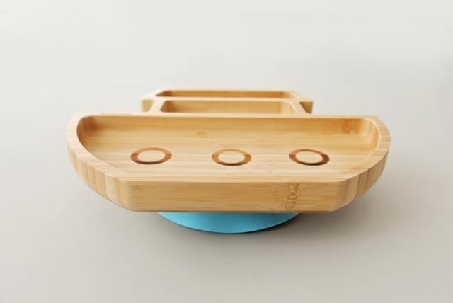Actual product image Bubbaboo Bamboo plate, ship blue