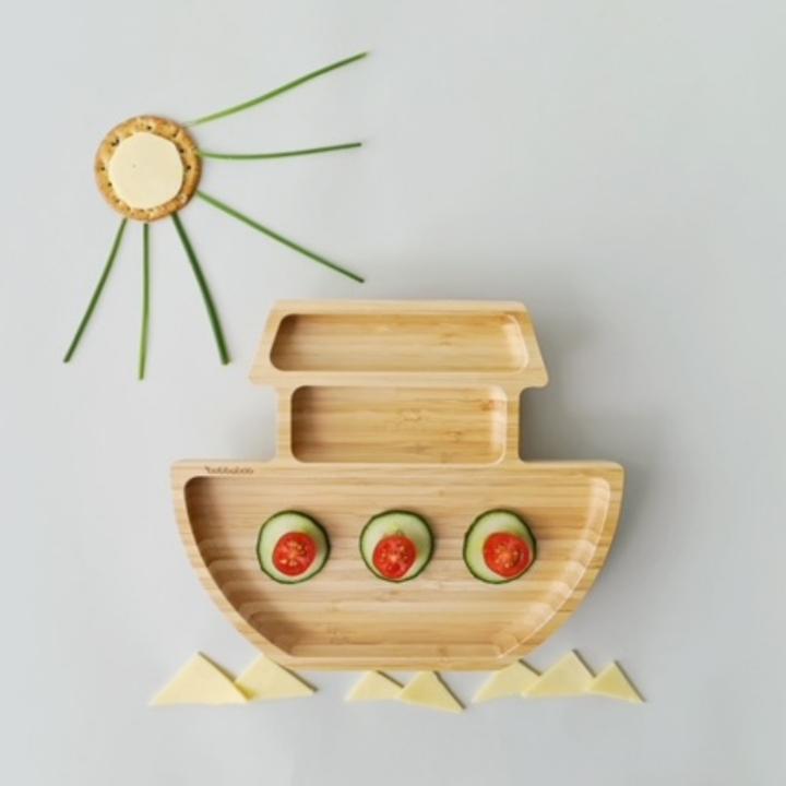 Actual product image Bubbaboo Bamboo plate, ship blue