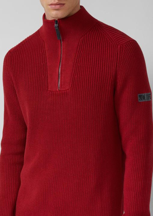 Produktbild s.Oliver Strickpullover Gerippter Baumwoll-Pullover mit Troyer-Kragen (L)