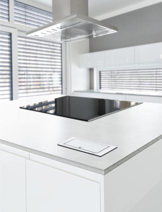 Produktbild Evoline Backflip Steckdose versenkbar 2 fach mit USB-C Charger, Glas weiss matt