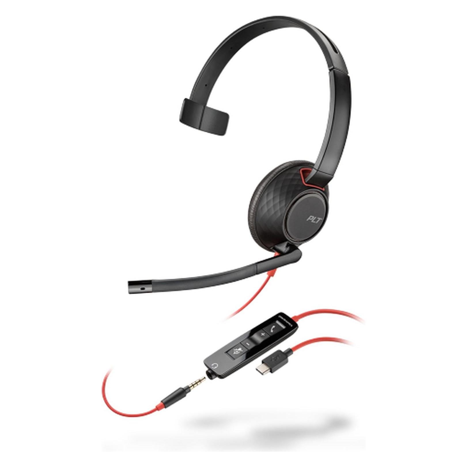 HP Poly Blackwire 5210, Kopfhörer, Kopfband, Calls/Music, Schwarz, Rot, Monophon, Knopf (Kabelgebund