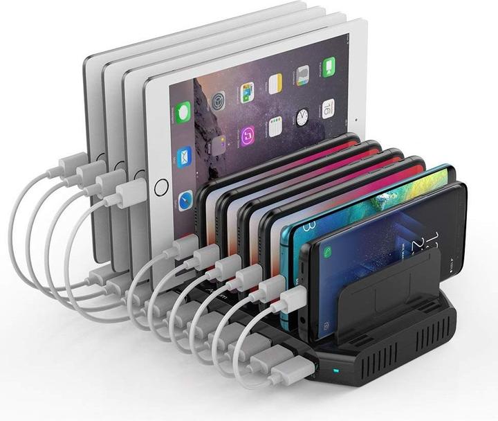 Image du produit Alxum Station de recharge 60W-10 USB A Noir foncé (60 W, 10 ports)