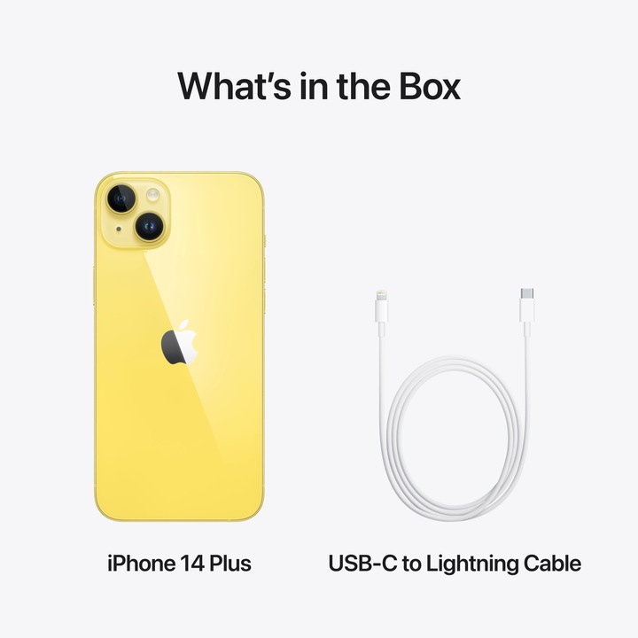Produktbild Apple iPhone 14 Plus (128 GB, Yellow, 6.70", SIM + eSIM, 12 Mpx, 5G)