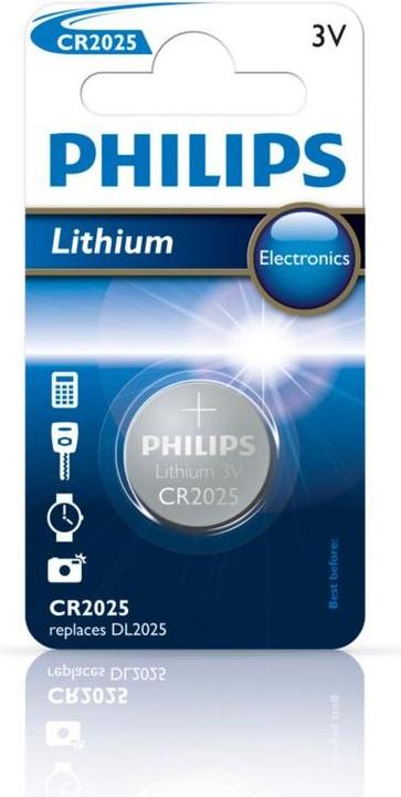 Image du produit Philips Minicells Battery CR2025/01B, Pile à usage unique, Lithium-Ion (Li-Ion), 3 V, 1 pc(s), 40 mm (1 pcs, CR2025)