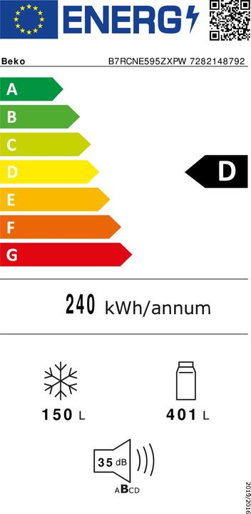 Energie-Label Beko B7RCNE595ZXPW (551 l)