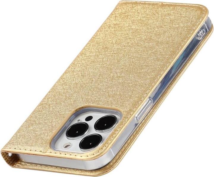 Actual product image Cover-Discount iPhone 14 Pro - Silk Texture Flip Case gold (Apple iPhone 14 Pro)