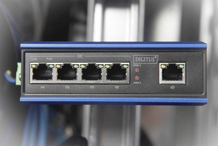 Productafbeelding Digitus Industriële 4-poorts Gigabit PoE schakelaar + 1 Uplink-poort (5 ports)