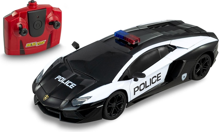 Productafbeelding Re.Eltoys LAMBORGHINI AVENTADOR COUPE' POLICE: Schaal 1:24 - Rc 2,4GHz - met koplampen - mat zwart