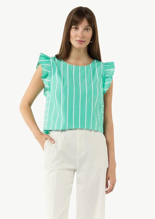 Produktbild Comma Bluse Gestreifte Baumwollbluse mit Volants (44)