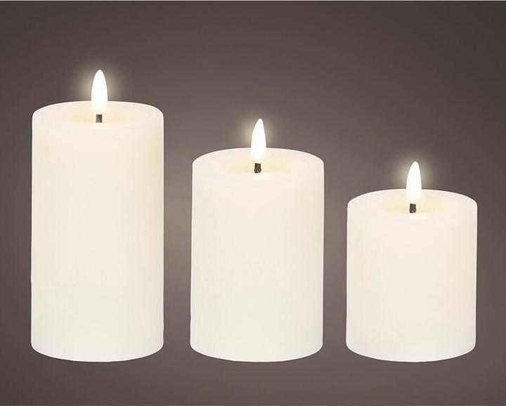 Lumineo White led wax candle ø7 cm with different heights, 3 uts (3x)