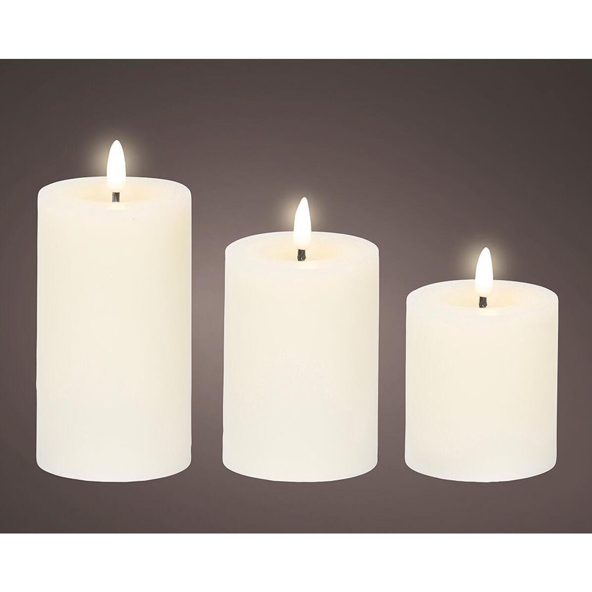 Lumineo, Candela a LED, White led wax candle ø7 cm with different heights, 3 uts (3x)