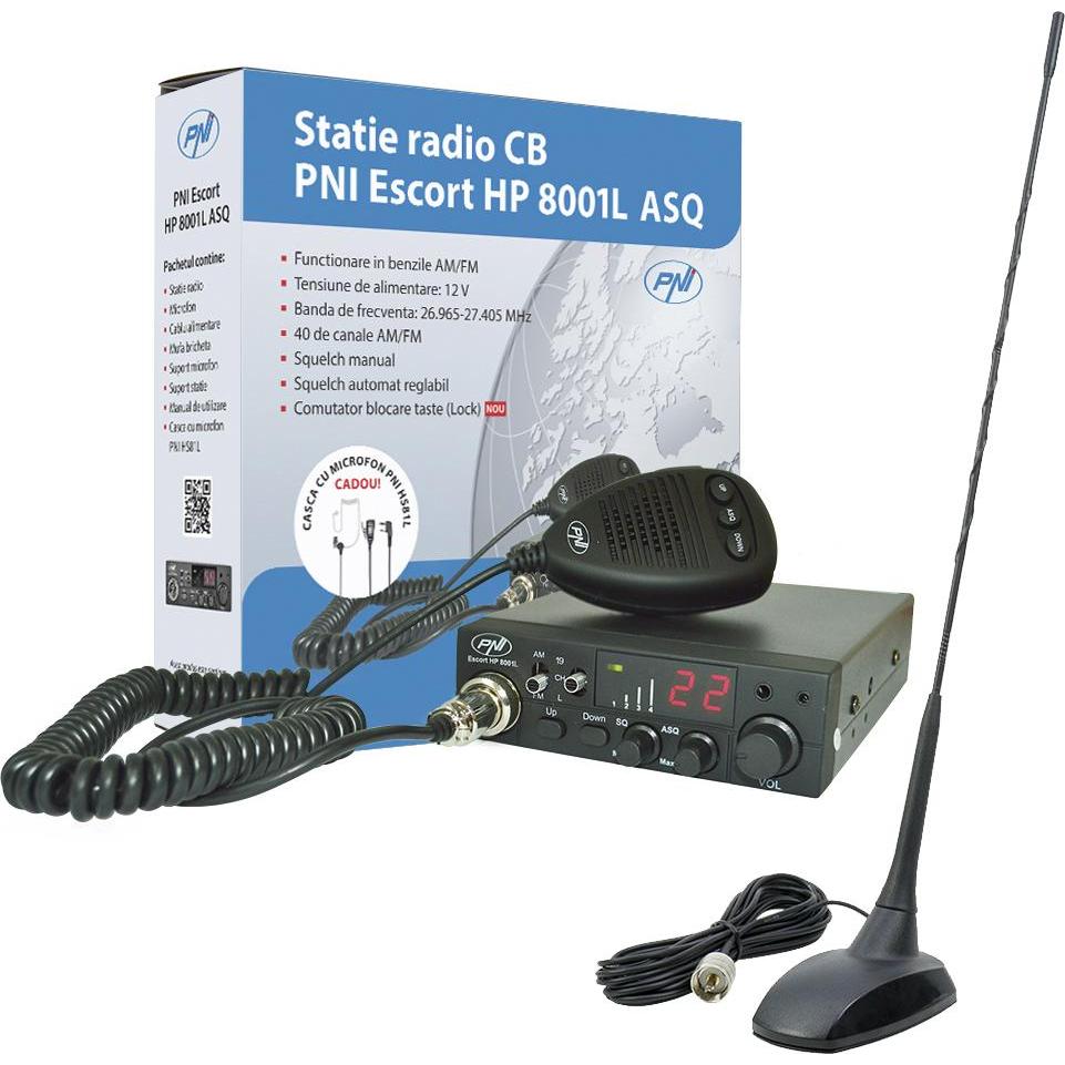Thumbnail - PNI Paket Radio CB ESCORT HP 8001L ASQ + Antenne CB Extra 48 mit Magnet, Netzwerk Zubehör