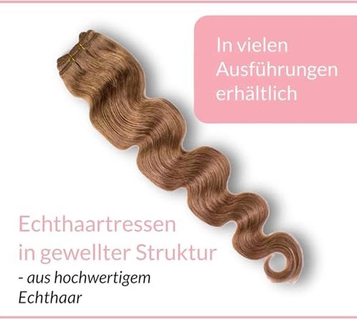 Immagine prodotto Hair2heart Real Hair Weft Extensions Wavy Extensions 60 cm 100 g Dark Blonde (14 biondo scuro, 60 cm)