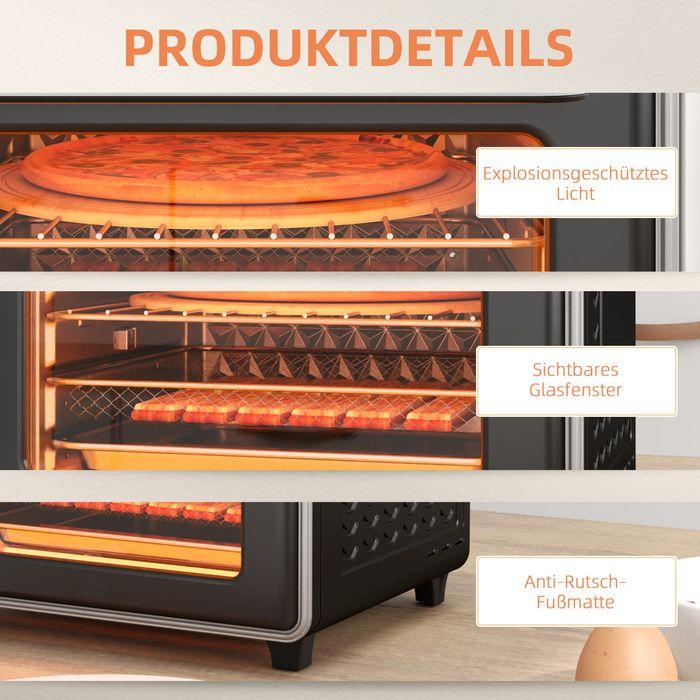 Produktbild Swisshandel24 Minibackofen mit Umluft 20L Mini Ofen mit Backblech, Grillrost und Krümelblech, bis 360°C