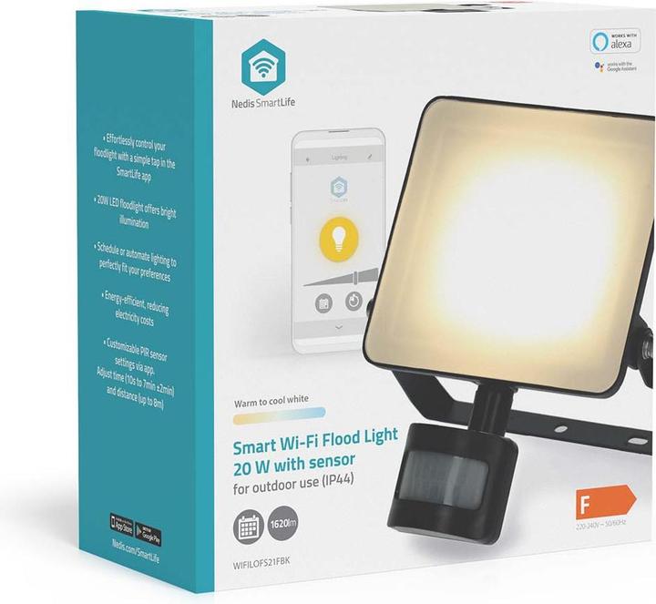 Actual product image Nedis Smartlife-Aussenleuchte | Bewegungssensor | 1620 lm | Wi-Fi | 20 W | Warm bis kühlen weiss | 300 (1620 lm, IP44)
