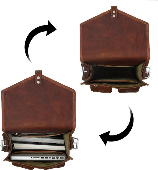Immagine prodotto Only-Bags.Store Zaino Messenger 2 in 1 convertibile in pelle per laptop, zaino in pelle marrone vintage per laptop