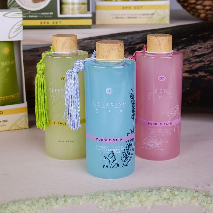 Produktbild Accentra Schaumbad RELAXING SPA in Flasche mit Deko-Quaste, 200ml, angereichert mit Lavendelöl, Duft: Lavende (200 ml, Schaumbad)
