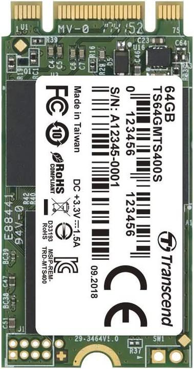 Actual product image Transcend SSD MSA220S mSATA 3D NAND, SATA3 (64 GB, mSATA)
