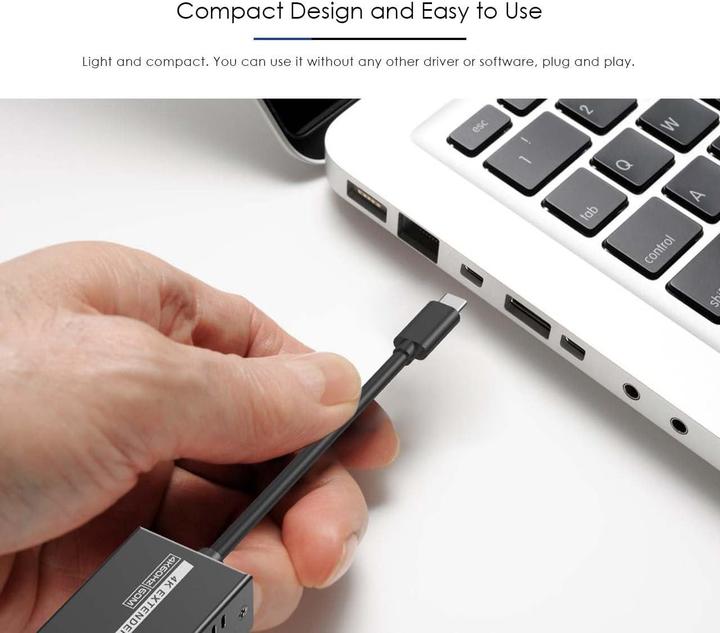 Produktbild PremiumCord USB-C na HDMI extender přes patch kabel Cat5e/6/6a 4K@60Hz na 60m (Extender)