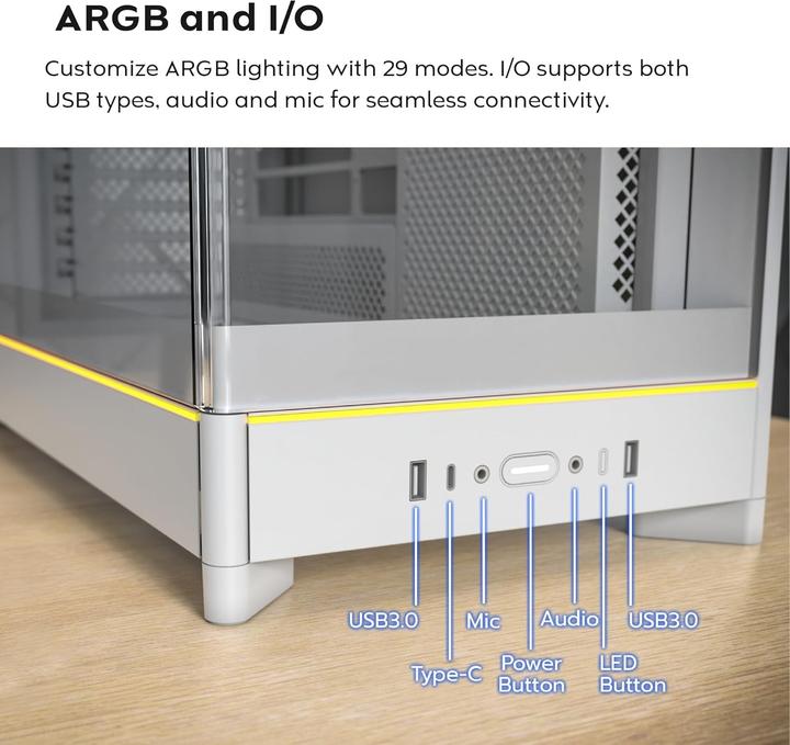 Produktbild Montech HS02 PRO, ATX Mid-Tower PC-Gehäuse, Gaming-PC, High-Airflow, reversibles Layout, stabile geb (ATX, mATX, Mini-ITX)