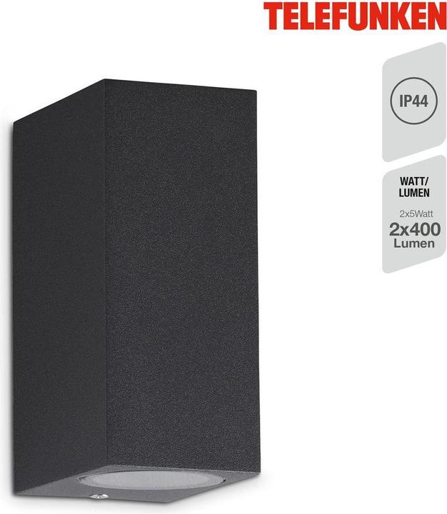Image du produit Telefunken LED Aussenleuchte, anthrazit, 2xLED/GU10/4,7W (400 lm, GU10, IP44)