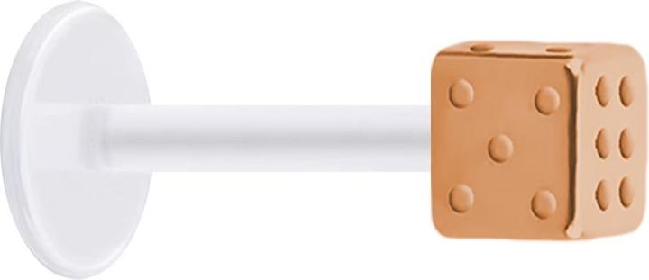 Produktbild Star Piercing Micro Labret transparent mit Würfel rosegold (Kunststoff, ohne Messing, Chirurgenstahl 316L)