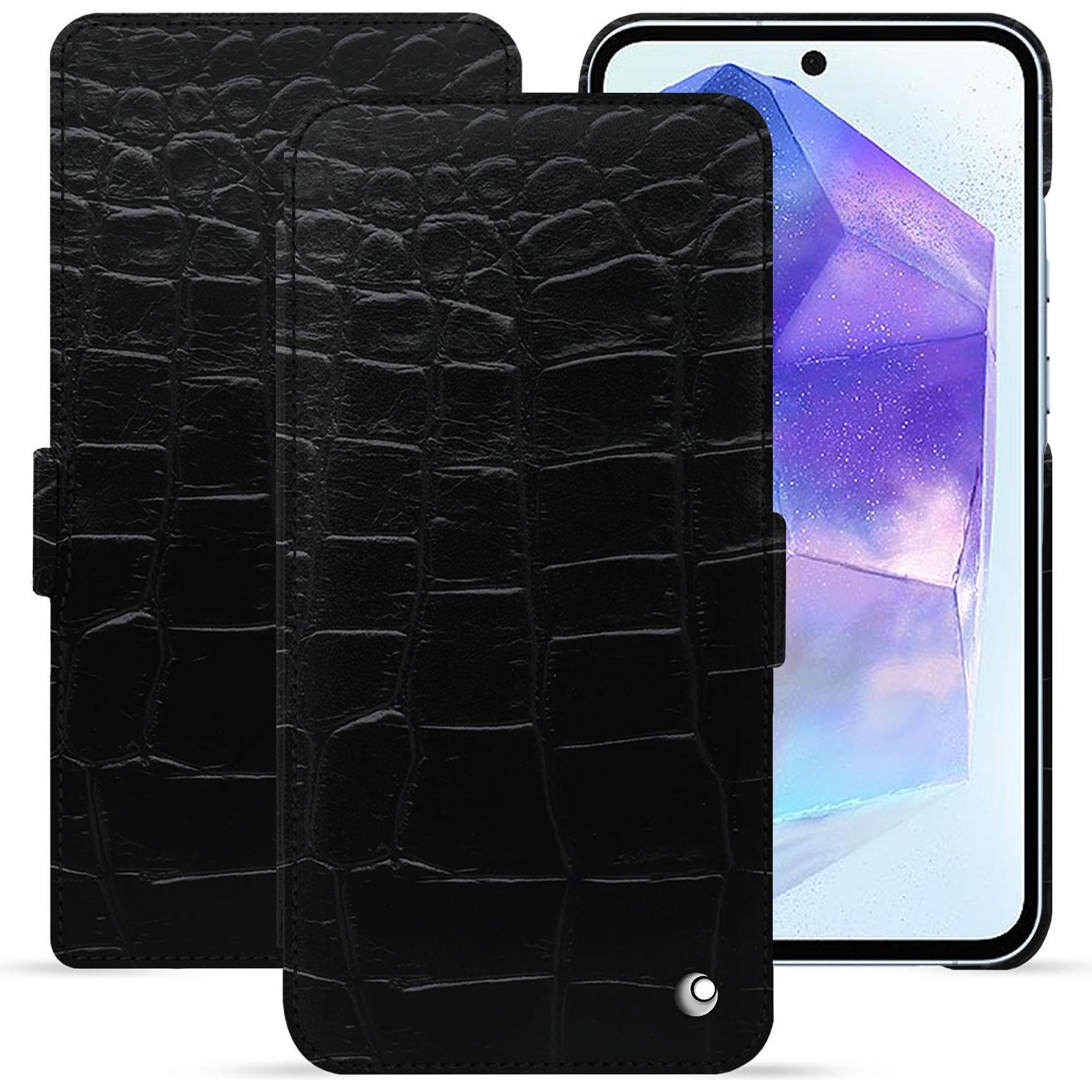 Noreve Lederschutzhülle horizontal (Samsung Galaxy A55), Smartphone Hülle, Schwarz