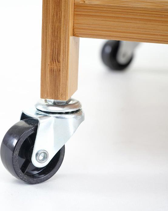 Actual product image Swisshandel24 Trolley, rolling shelf All-purpose trolley, 3 levels with 2x storage basket Bamboo brown