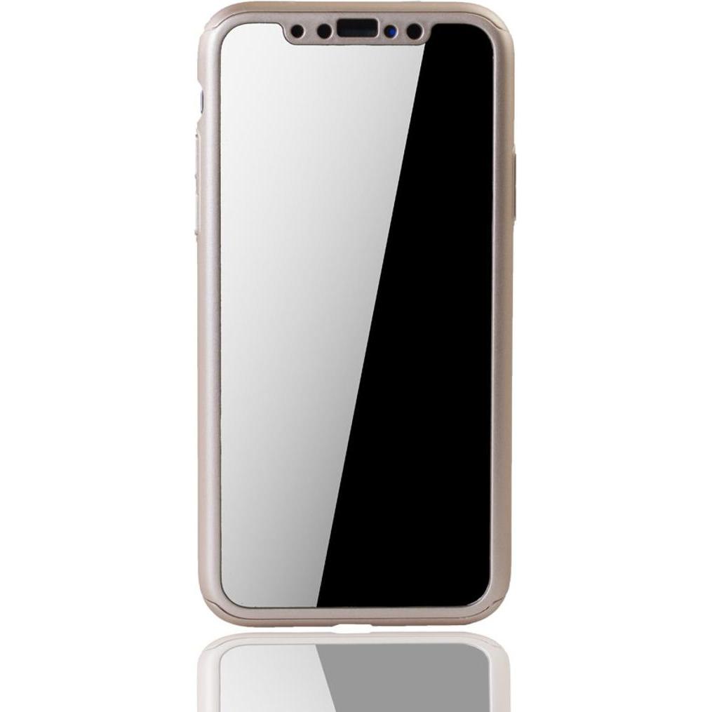 Thumbnail - König Design Hülle Handy Schutz für Apple iPhone XS Full Case Cover Displayschutz Bumper Gold (Apple iPhone XS), Smartph...