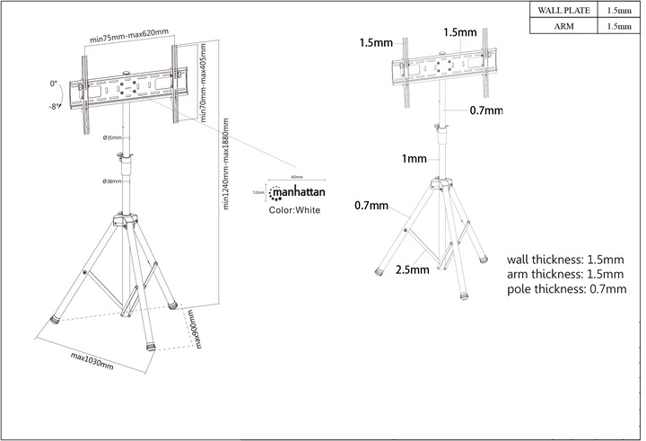Produktbild Manhattan TV-Standfuss (Universal, 70", 35 kg)