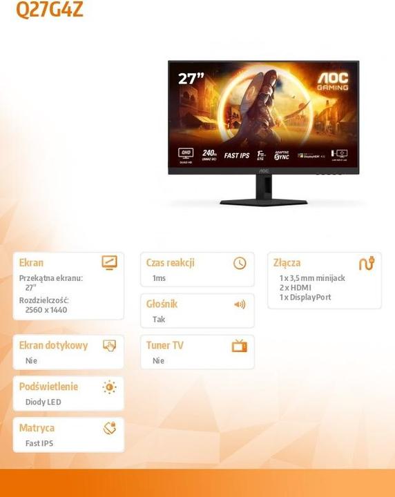 Produktbild AOC Q27G4ZR (2560 x 1440 Pixel, 27")