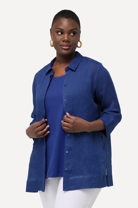 Produktbild Ulla Popken Ramie-Bluse, Hemdkragen, 3/4-Arm (46, 48)
