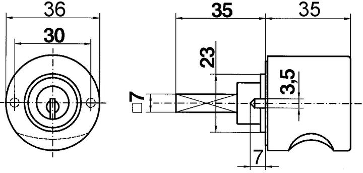 Actual product image Heusser Cylinder olive 3413.2 (Door handle)
