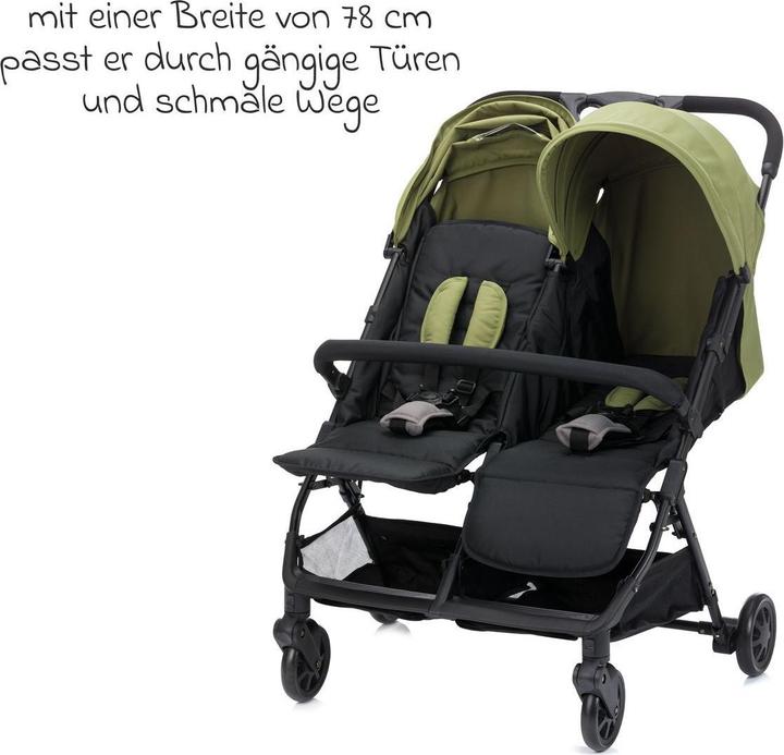 Produktbild Fillikid - Zwillingswagen Twin - schwarz/grün (6 Monate - 3 Jahre)