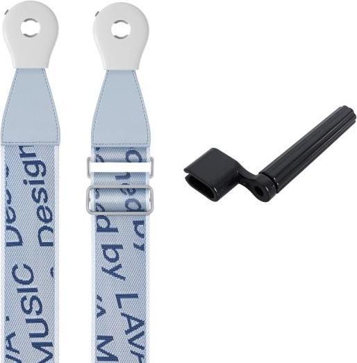 Lava Music Gitarrengurt Ideal Strap 2 Blau mit Saitenkurbel