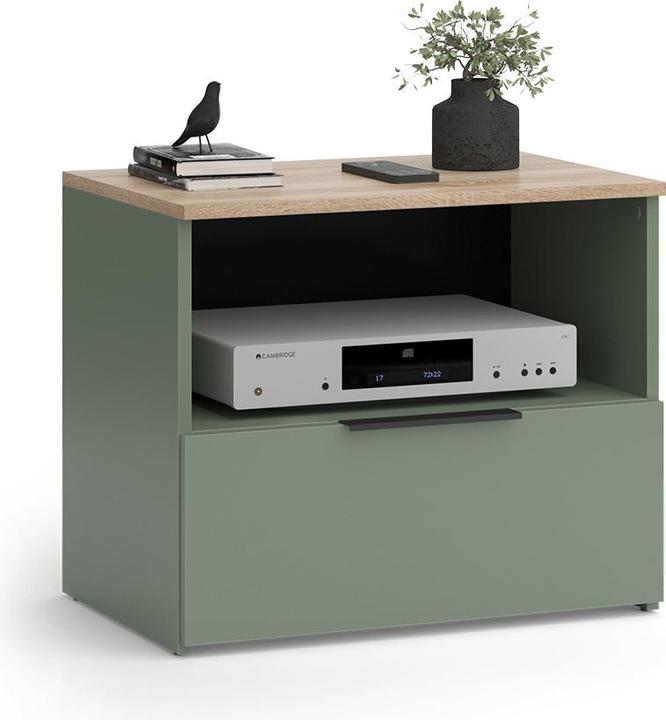 Actual product image Vicco Lowboard Wido, Grün/Sonoma, 60 x 50 cm mit Schublade (60 x 50 x 40 cm)