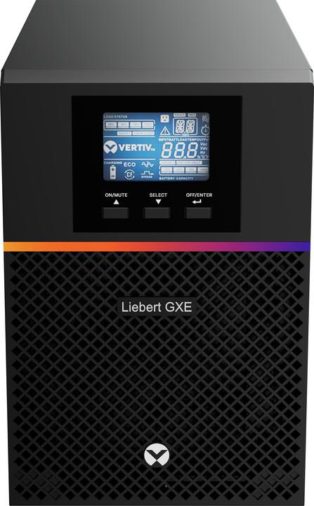 Actual product image Vertiv Liebert GXE3-1000IMT uninterruptible power supply (UPS) Double conversion (online) 1 kVA 900 W 8 pre (1 VA, 900 W, Online double converter UPS)