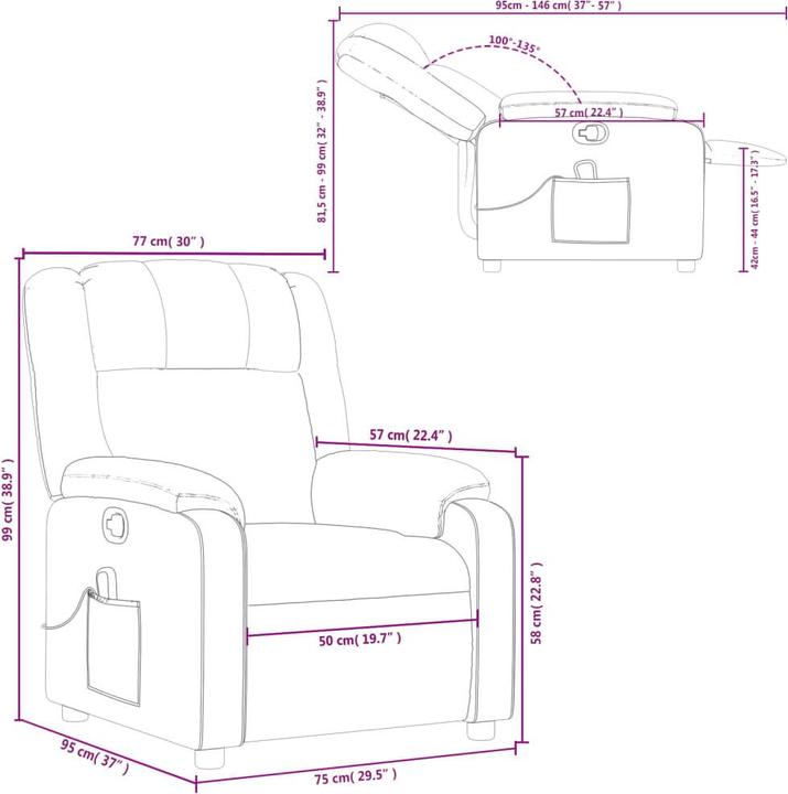 Produktbild vidaXL Massagesessel Fernsehsessel Relaxsessel Sessel Liegesessel Rot Kunstleder