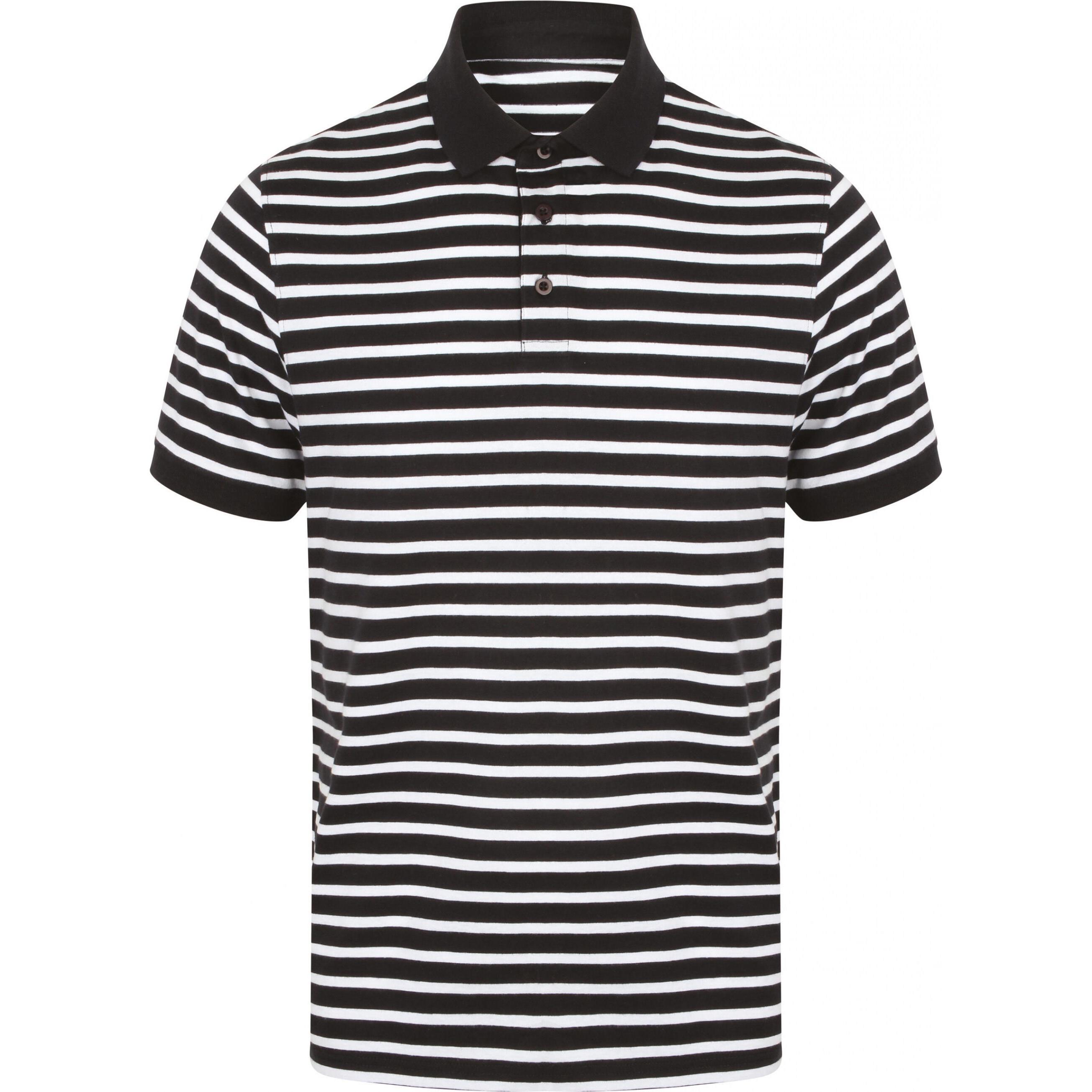 Front Row, Herren, Shirt, Gestreiftes Jersey-Poloshirt, Blau, (XL)