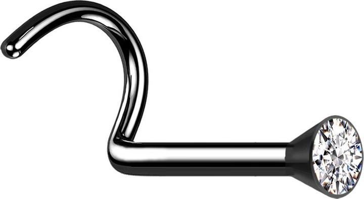 Image du produit Star Piercing Nasenstecker gebogen schwarz mit Kristall silber (sans laiton, Titane G23)