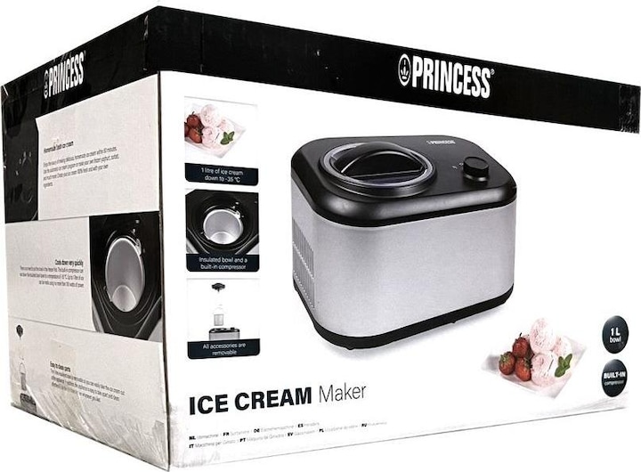 Produktbild Princess Eismaschine - 1 Liter Fassungsvermögen, 60 Minuten, Herausnehmbarer Behälter, 100 Watt, 282608 (EU-Stecker)
