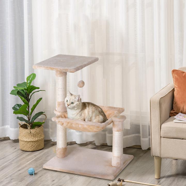Produktbild PawHut Katzenbaum mit Sisalsäulen (70 cm, Beige)