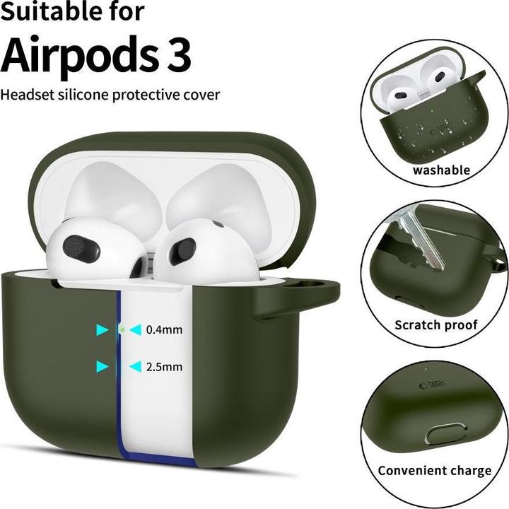 Produktbild Tech-Protect Silicone Hook Case for Apple AirPods 3 - Green (Kopfhörer Hülle)