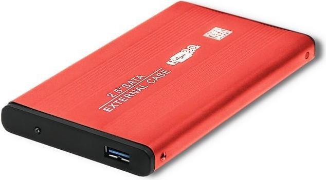 Actual product image Qoltec External Hard Drive Case HDD/SSD 2.5" SATA3 USB 3.0 Raudona (2.5")