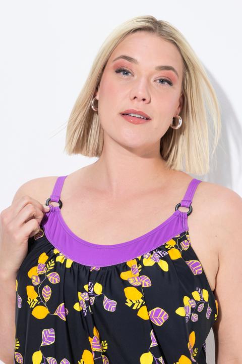 Actual product image Ulla Popken Lemon Print Elastic Hem Tankini Set (46, 48)