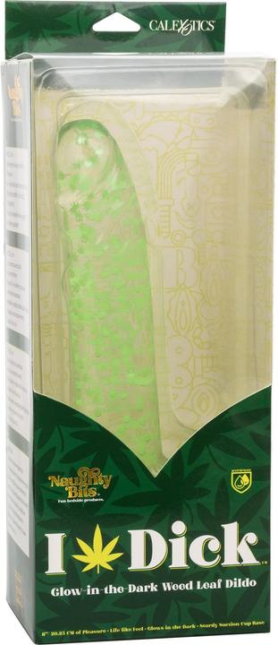 Actual product image CalExotics Naughty Bits® I Leaf Dick™ Glow-In-The-Dark Weed Leaf Dildo