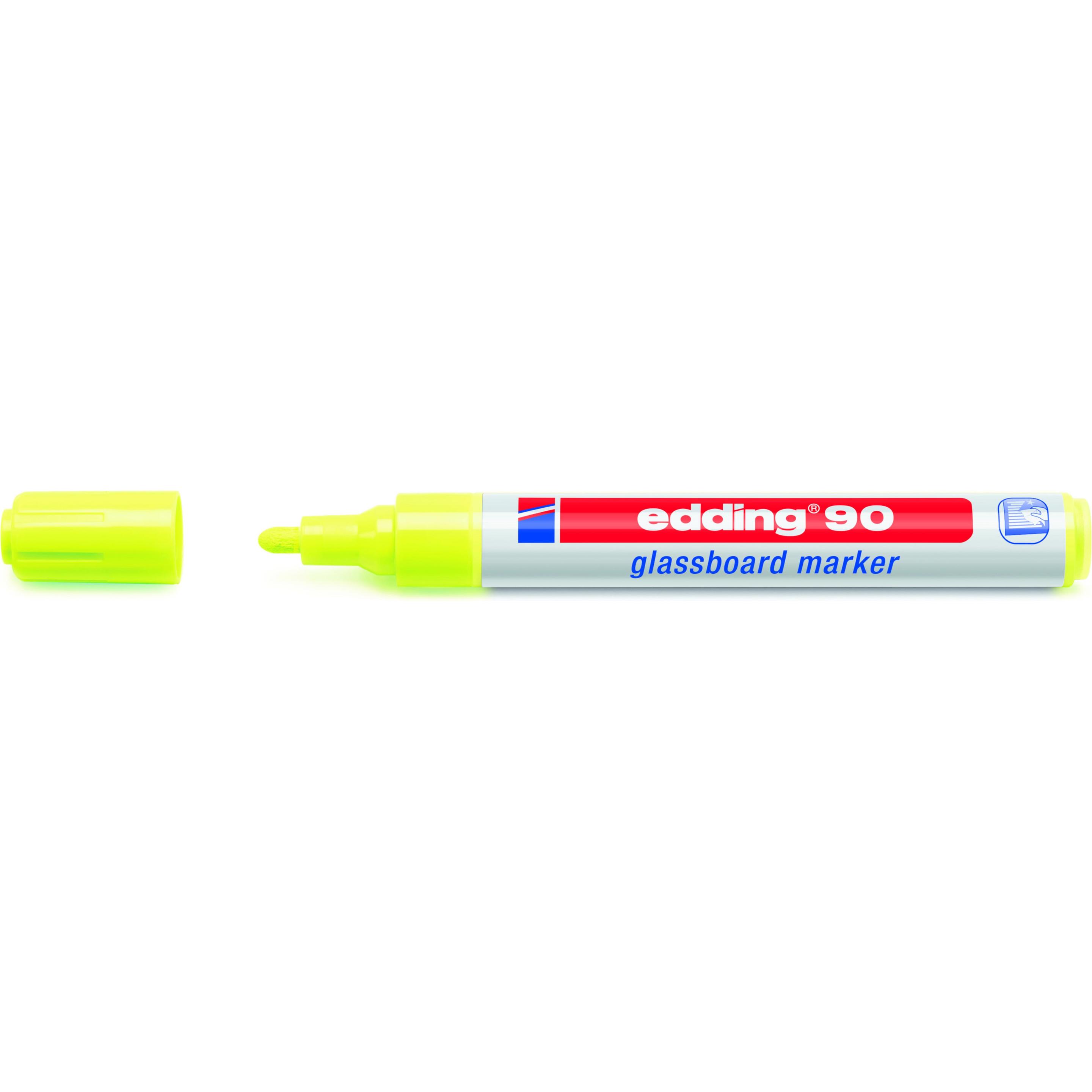 Edding, Marker, 90 Glasboardmarker - für brillante Ergebnisse (Gelb, 3 mm, 1 x)
