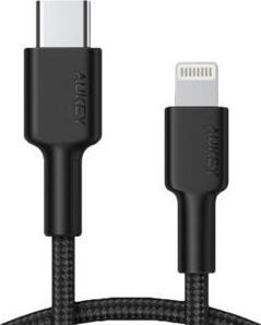 Immagine prodotto Aukey CB-CL02 Cavo Lightning-USB C in nylon nero | Alimentazione USB-PD | 1,2 m | Certificato Apple MFi (1.20 m, USB 3.2 Gen 1)