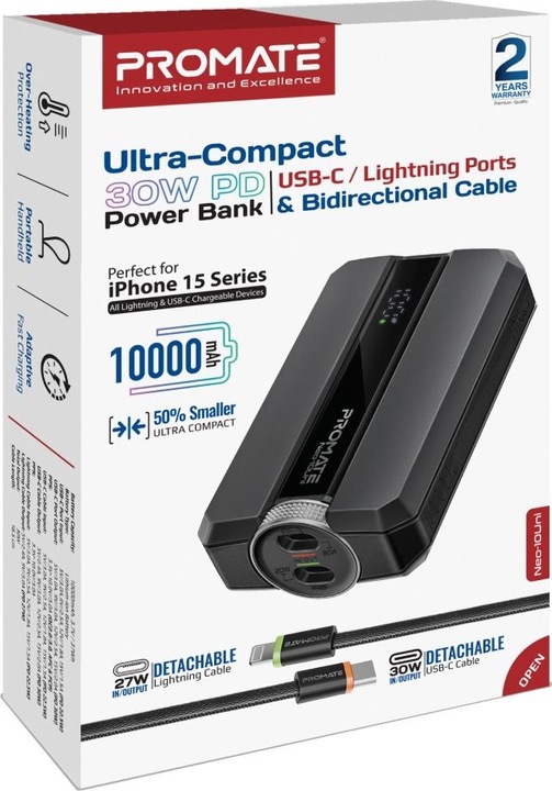 Produktbild ProMate Neo-10UniPowerbank 10000mAh (10000 mAh, 30 W, 37 Wh)
