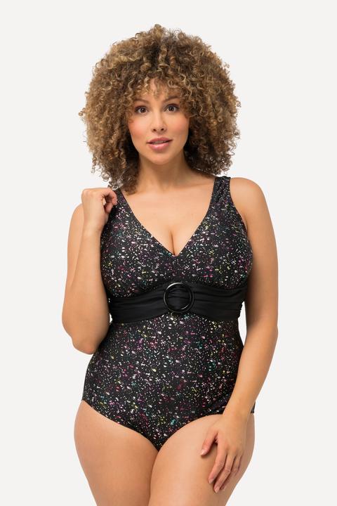 Produktbild Ulla Popken Badeanzug, Metallic-Punkte, Softcups, Zierring (54)